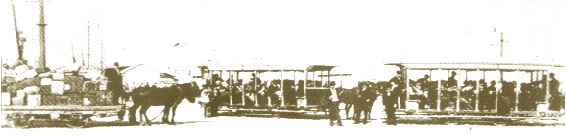 Transporte de inmigrantes y equipajes desde el muelle de pasajeros hasta el Hotel de la Rotonda (Circa 1895)